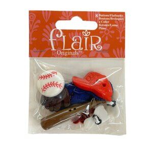 Flair Originals New 8 Buttons Flatbacks Baseball Ball Hat Bat